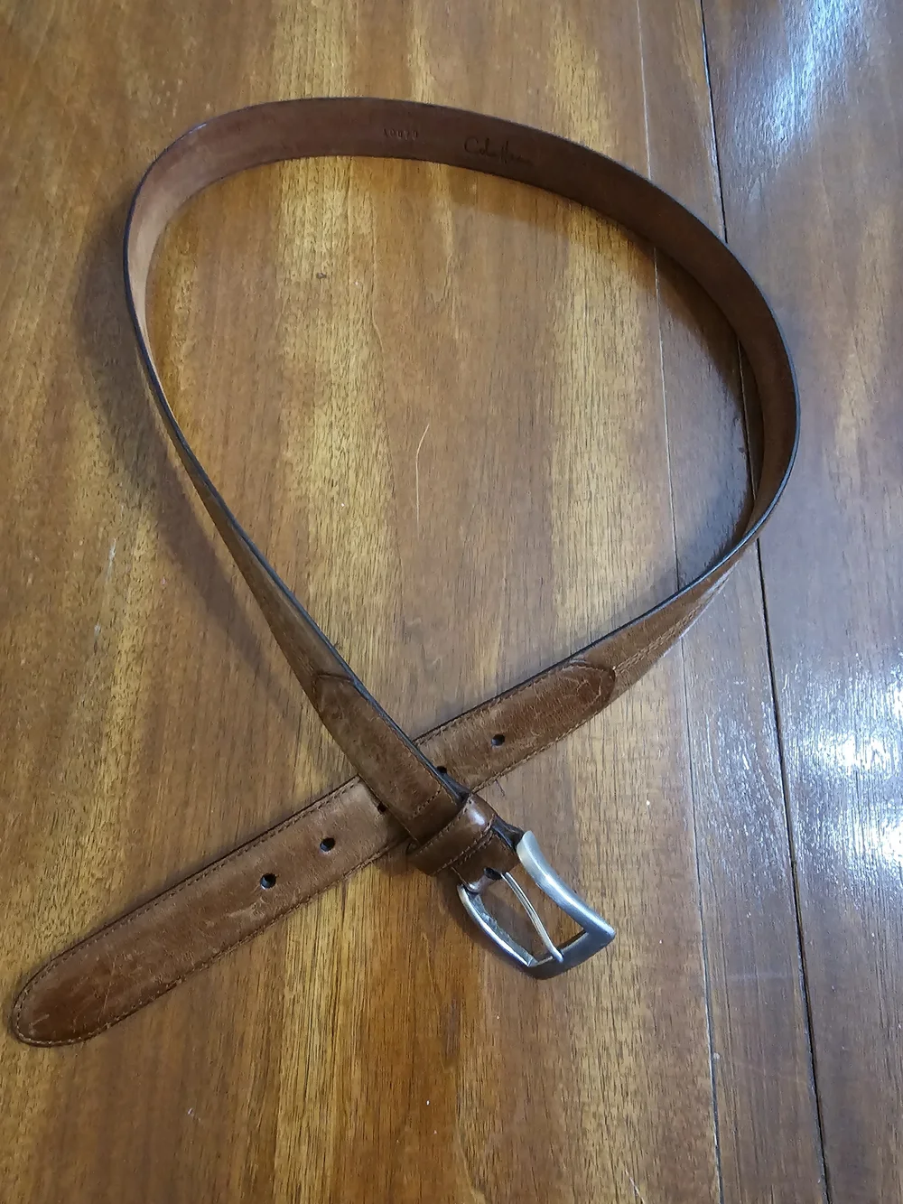 Cole Haan Brown Leather Belt with Silver Buckle